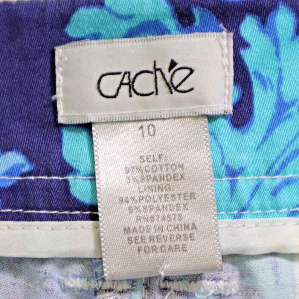 Vintage Cache Size 10 Baroque Fleur Print Shorts Floral Blue Yellow - Picture 8 of 10